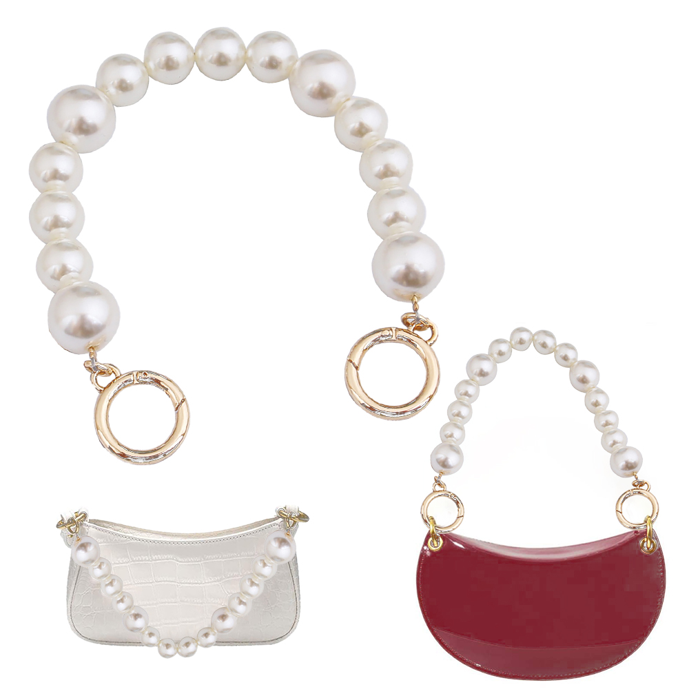 Women Bags Golden - New Pearl Bead Handle Chain Short